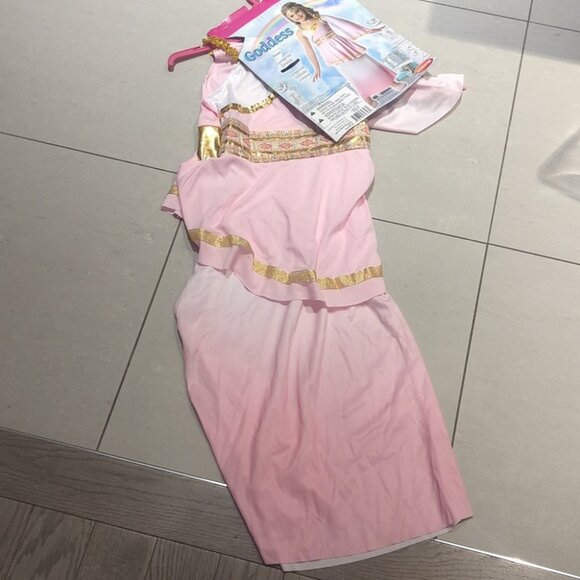 Girls Venus Goddess Pink and Gold Kids Costume With Headband- size L 10-12 NWT - Picture 5 of 5